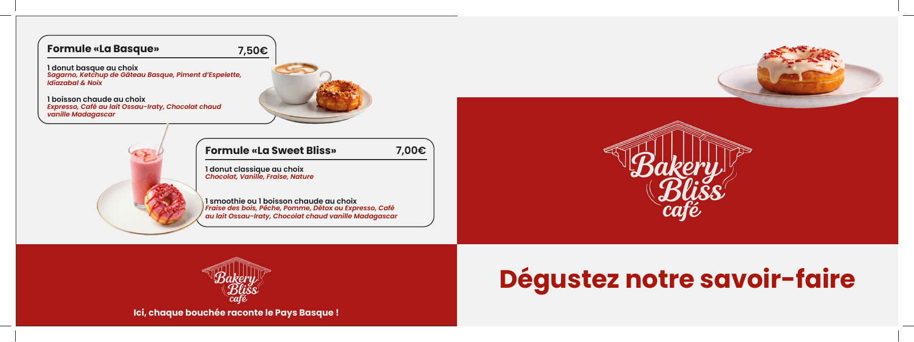 Recto du dépliant Bakery Bliss Café