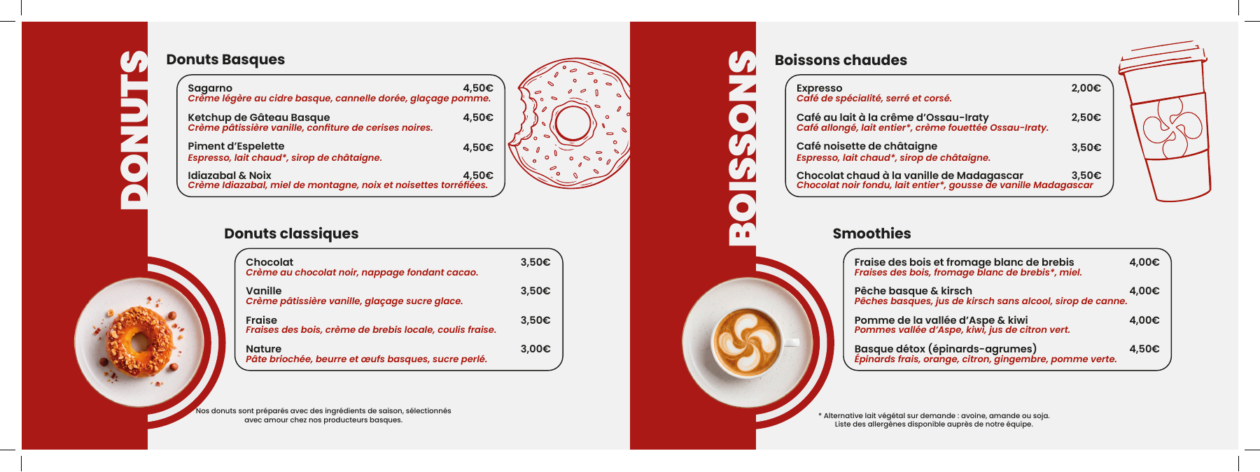Verso du dépliant Bakery Bliss Café